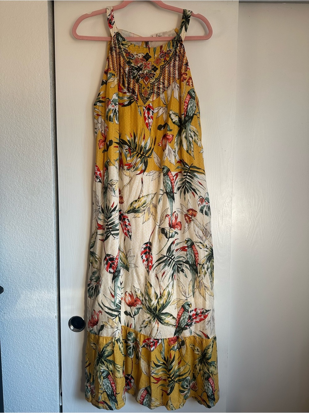 Style & Co. Yellow and Cream Tropical Maxi Dress